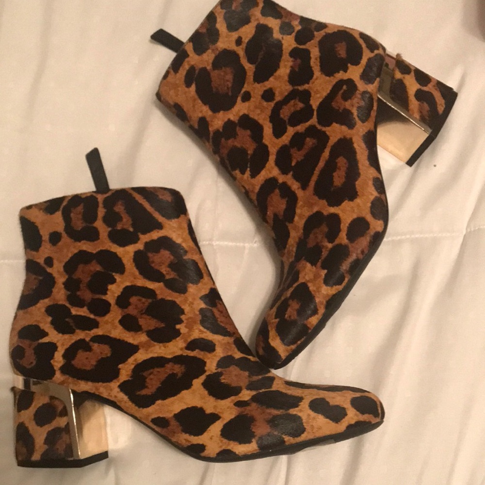 DKNY Brown Leopard Ankle Boots